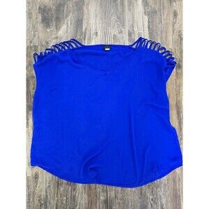 Torrid Blue Fringe Blouse Top Plus Size 2 2X Cobalt Royal Blue Boho